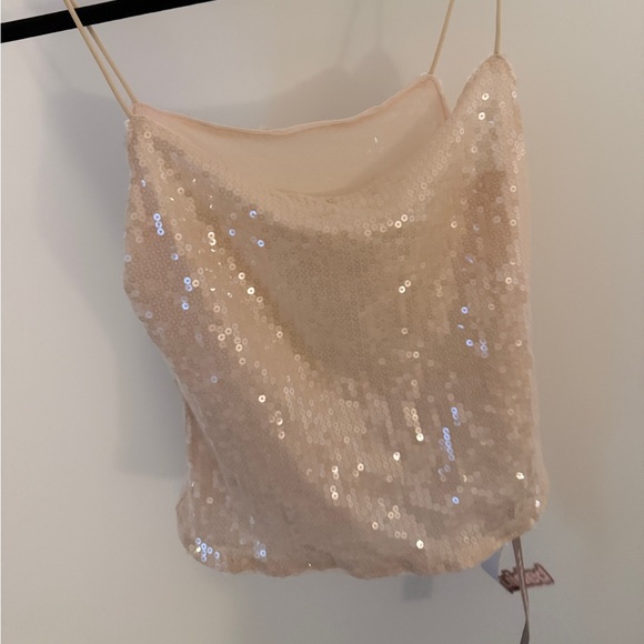Missguided Cream Sequin Top - Picture 3 of 3